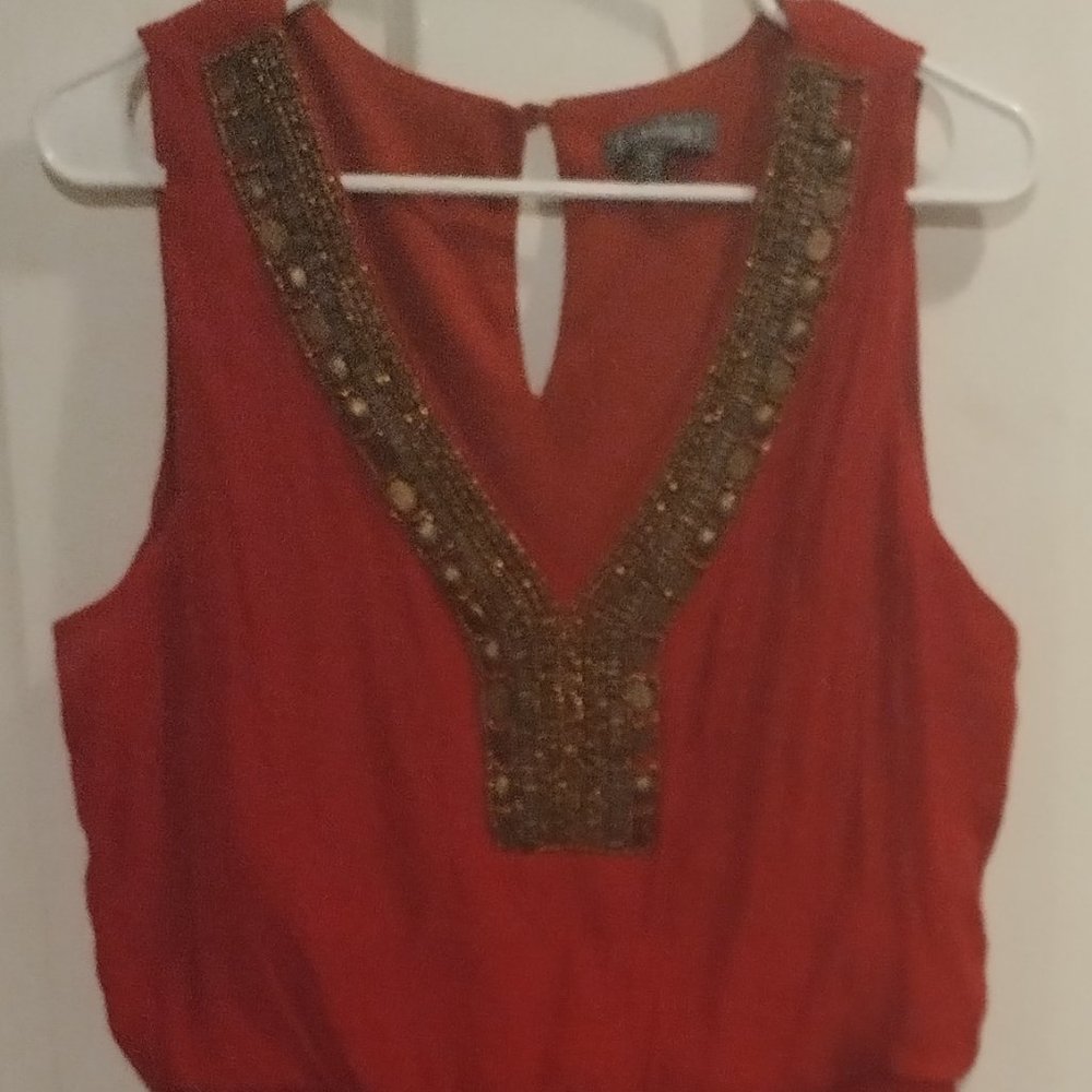 Red Dress with Beaded Detail